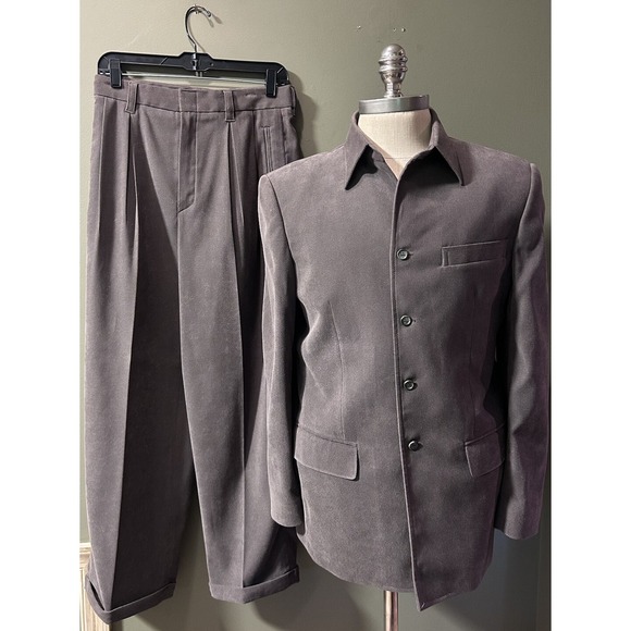 Vintage BESPOKE Carrot Lido Mens Taupe 4 btn ZOOT Suit 40 Dbl pleated cuff 30x28 - Picture 1 of 16